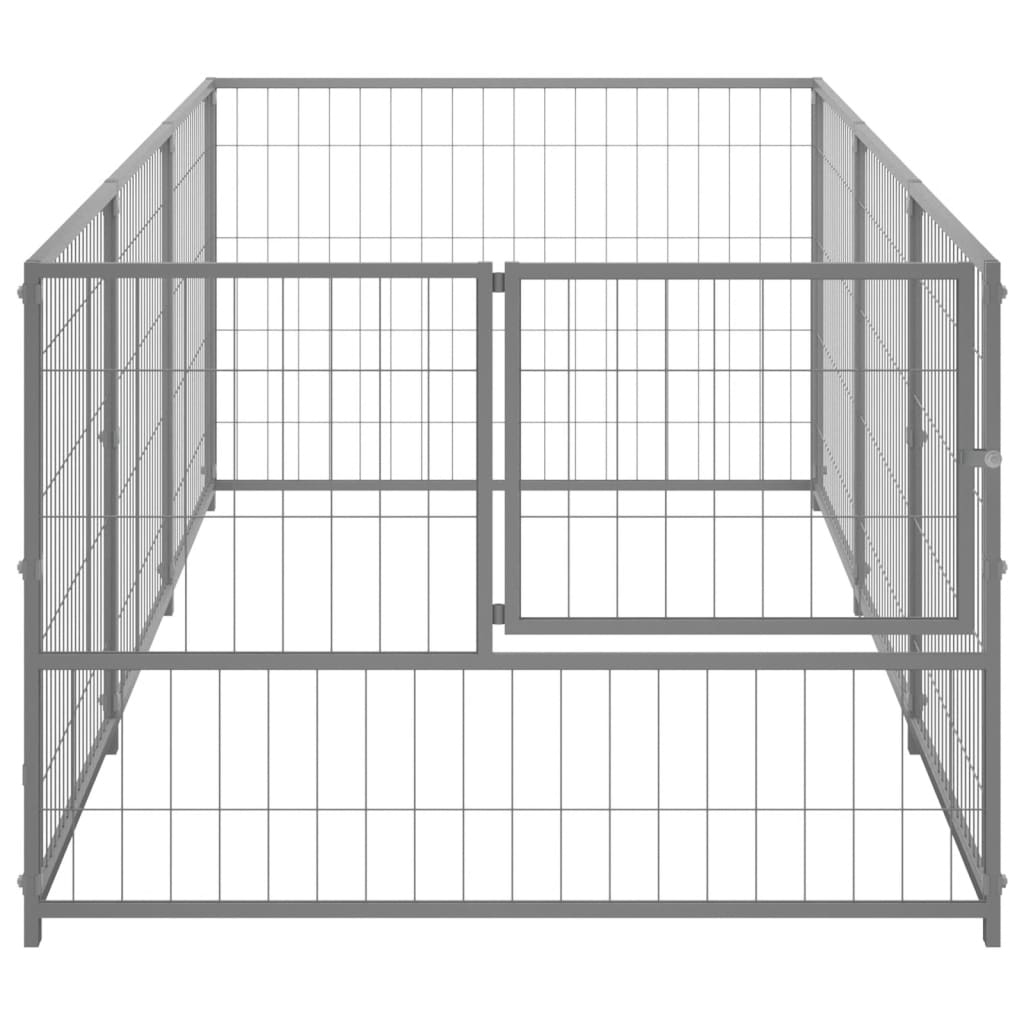 vidaXL Koiranhäkki hopea 3 m² teräs