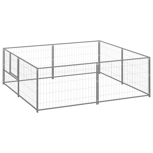 vidaXL Koiranhäkki hopea 4 m² teräs