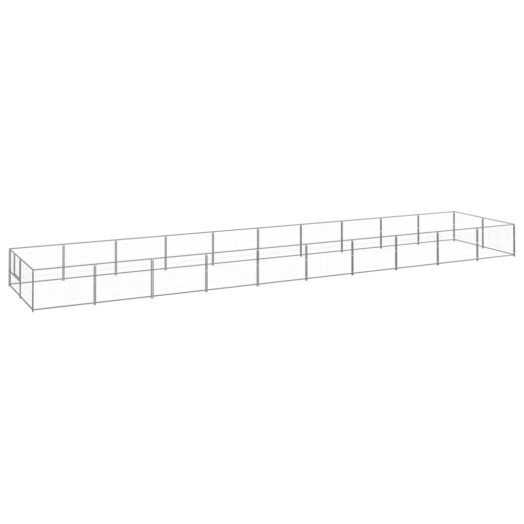 vidaXL Koiranhäkki hopea 20 m² teräs