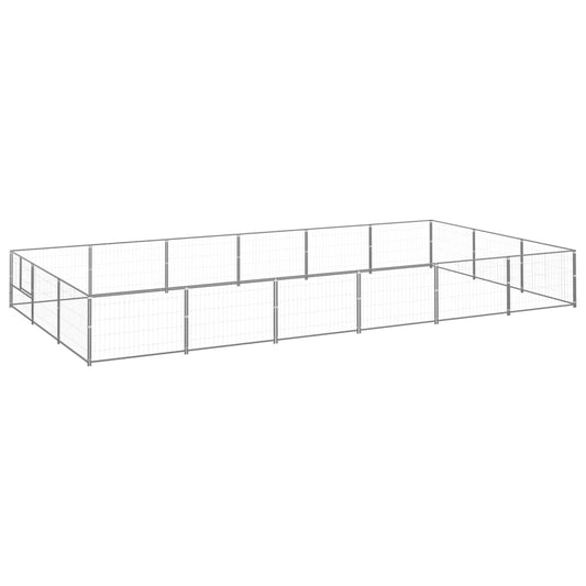 vidaXL Koiranhäkki hopea 18 m² teräs