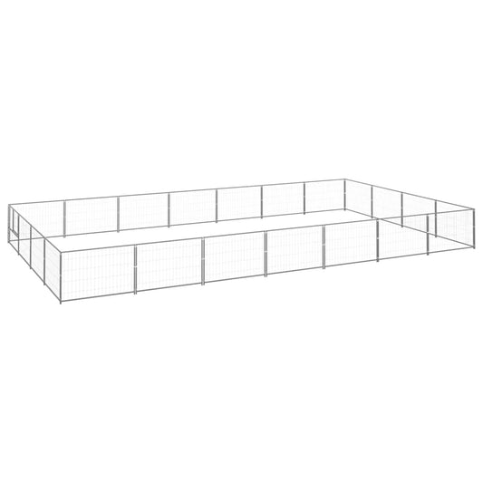 vidaXL Koiranhäkki hopea 28 m² teräs