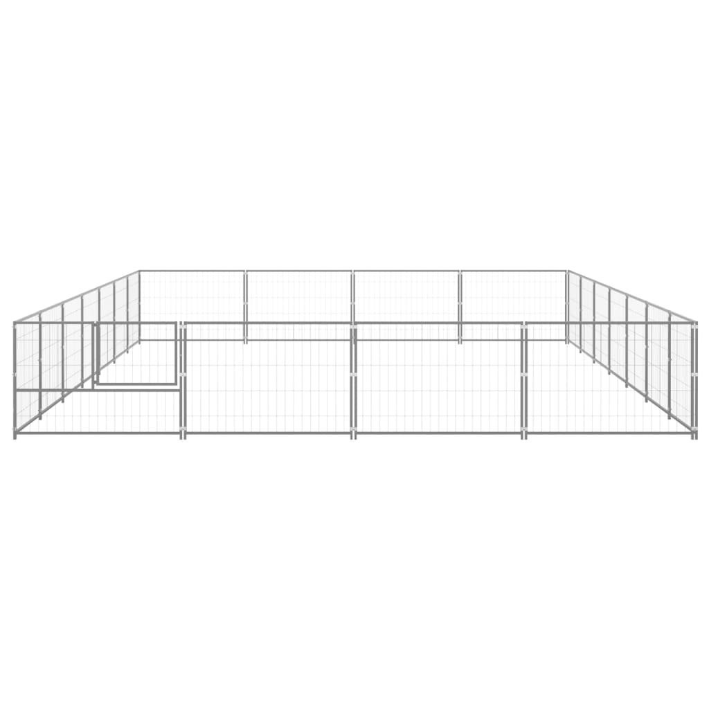 vidaXL Koiranhäkki hopea 28 m² teräs