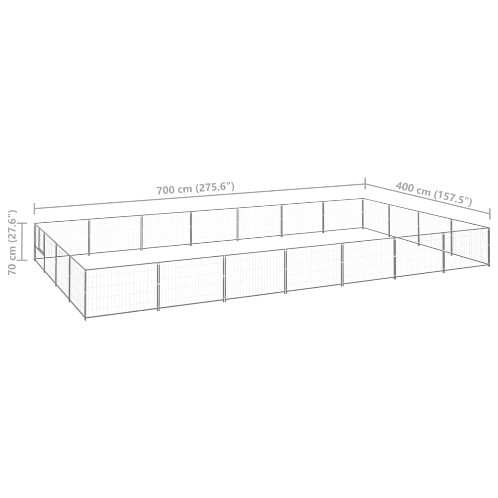 vidaXL Koiranhäkki hopea 28 m² teräs