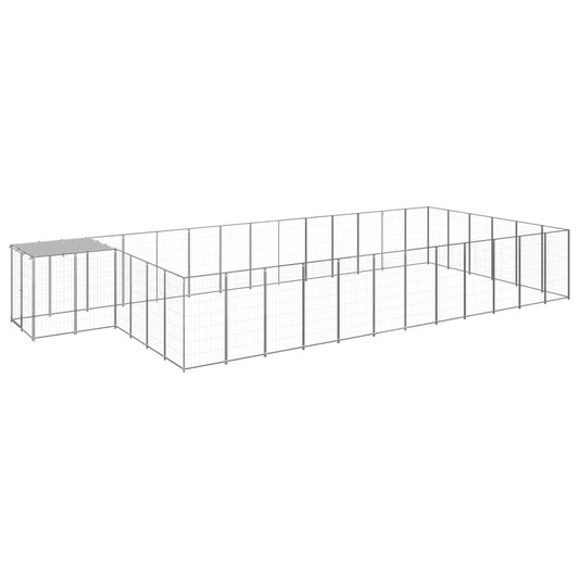 vidaXL Koiranhäkki hopea 22,99 m² teräs