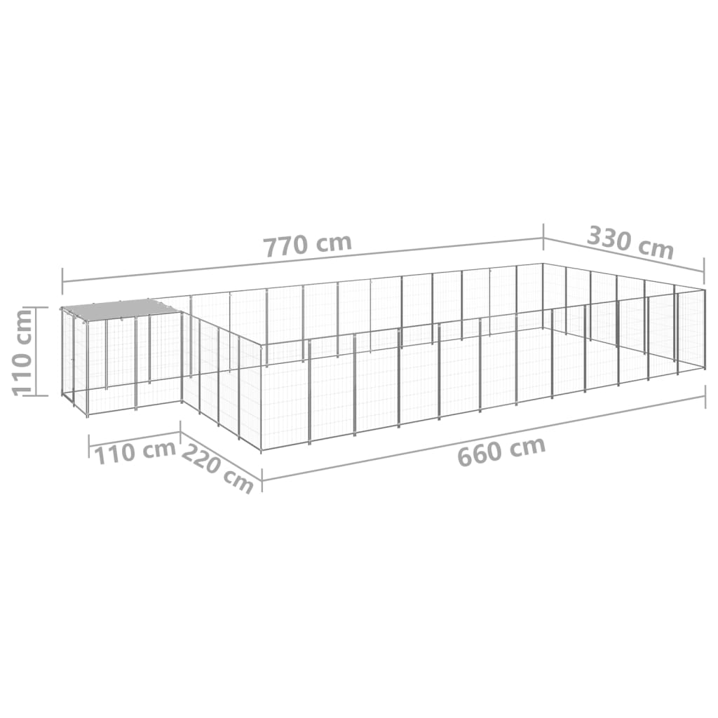 vidaXL Koiranhäkki hopea 22,99 m² teräs