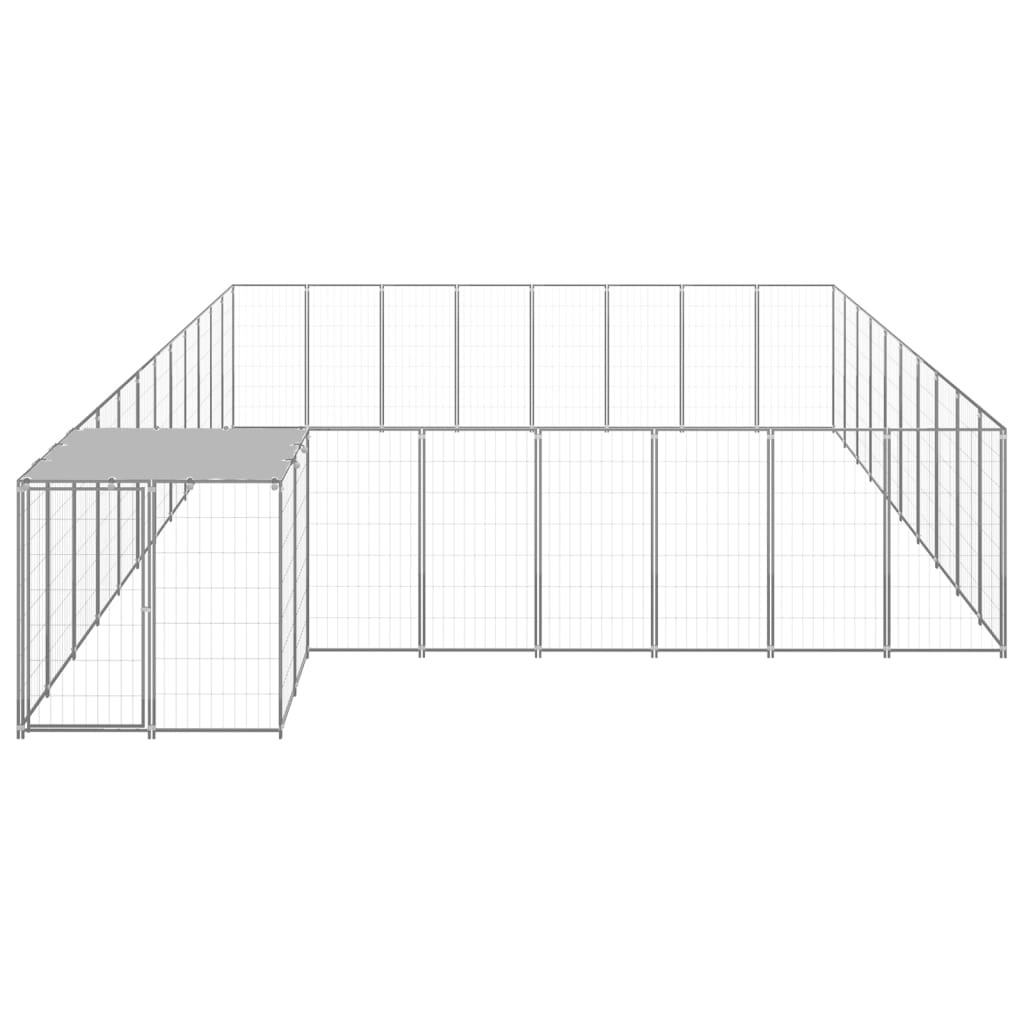 vidaXL Koiranhäkki hopea 25,41 m² teräs