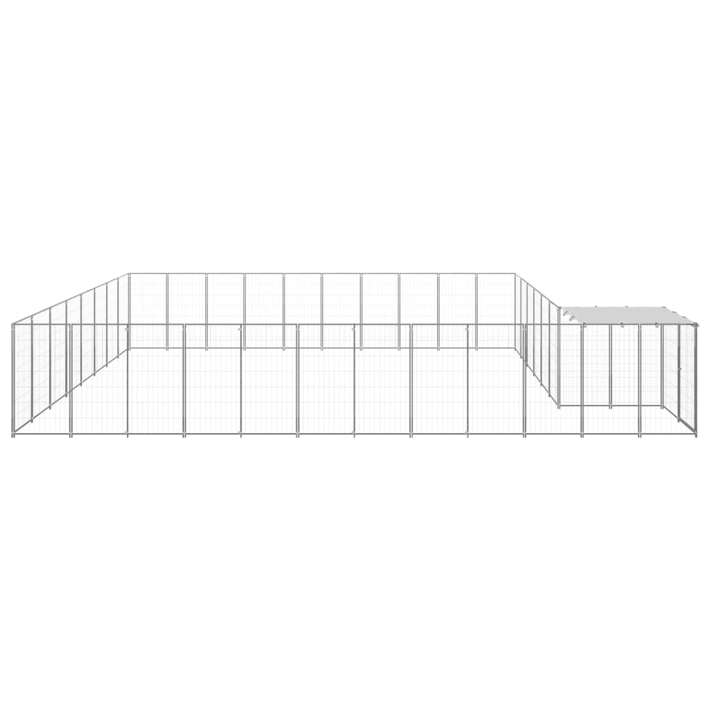vidaXL Koiranhäkki hopea 25,41 m² teräs