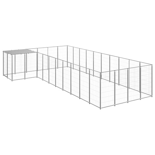 vidaXL Koiranhäkki hopea 13,31 m² teräs