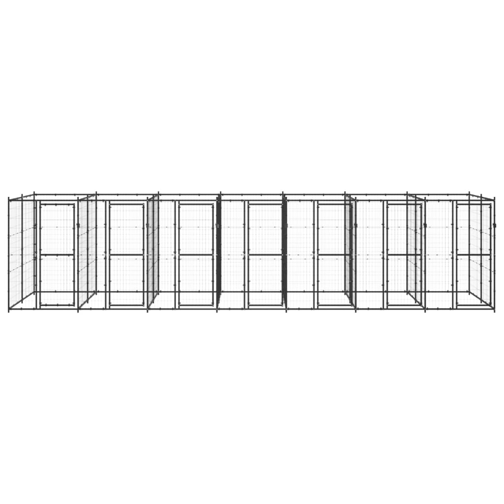 vidaXL Koiran ulkohäkki teräs 16,94 m²