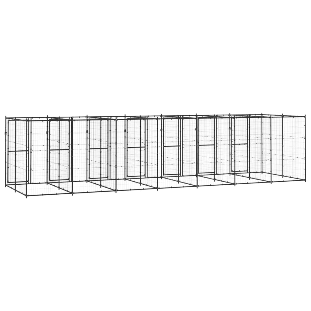 vidaXL Koiran ulkohäkki teräs 16,94 m²