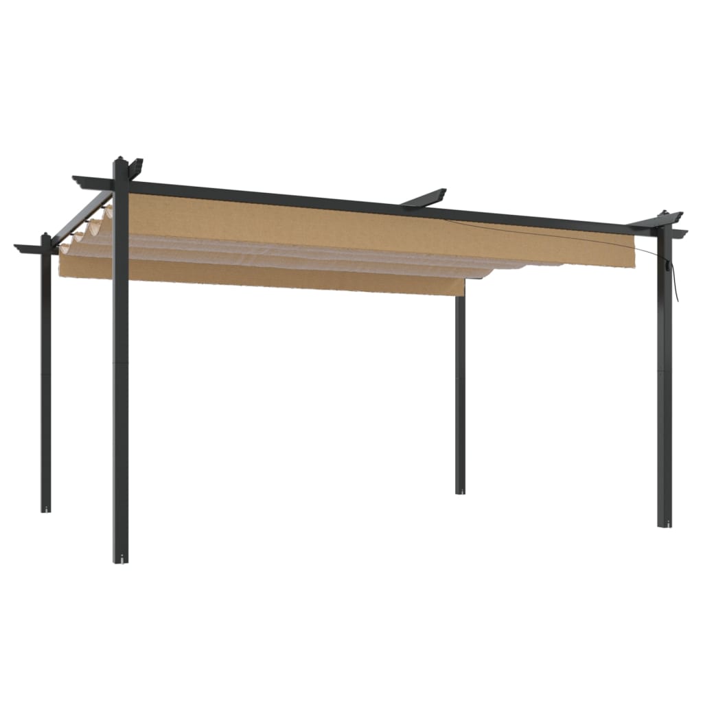 vidaXL Puutarhan huvimaja sisäänvedettävällä katolla 4x3 m taupe