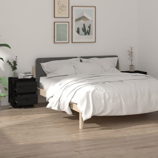 vidaXL Yöpöydät 2 kpl musta 40x35x50 cm täysi mänty
