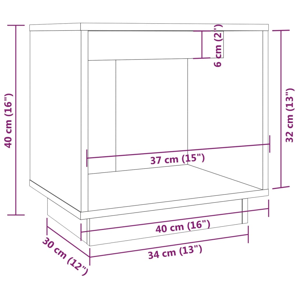 vidaXL Yöpöydät 2 kpl musta 40x30x40 cm täysi mänty