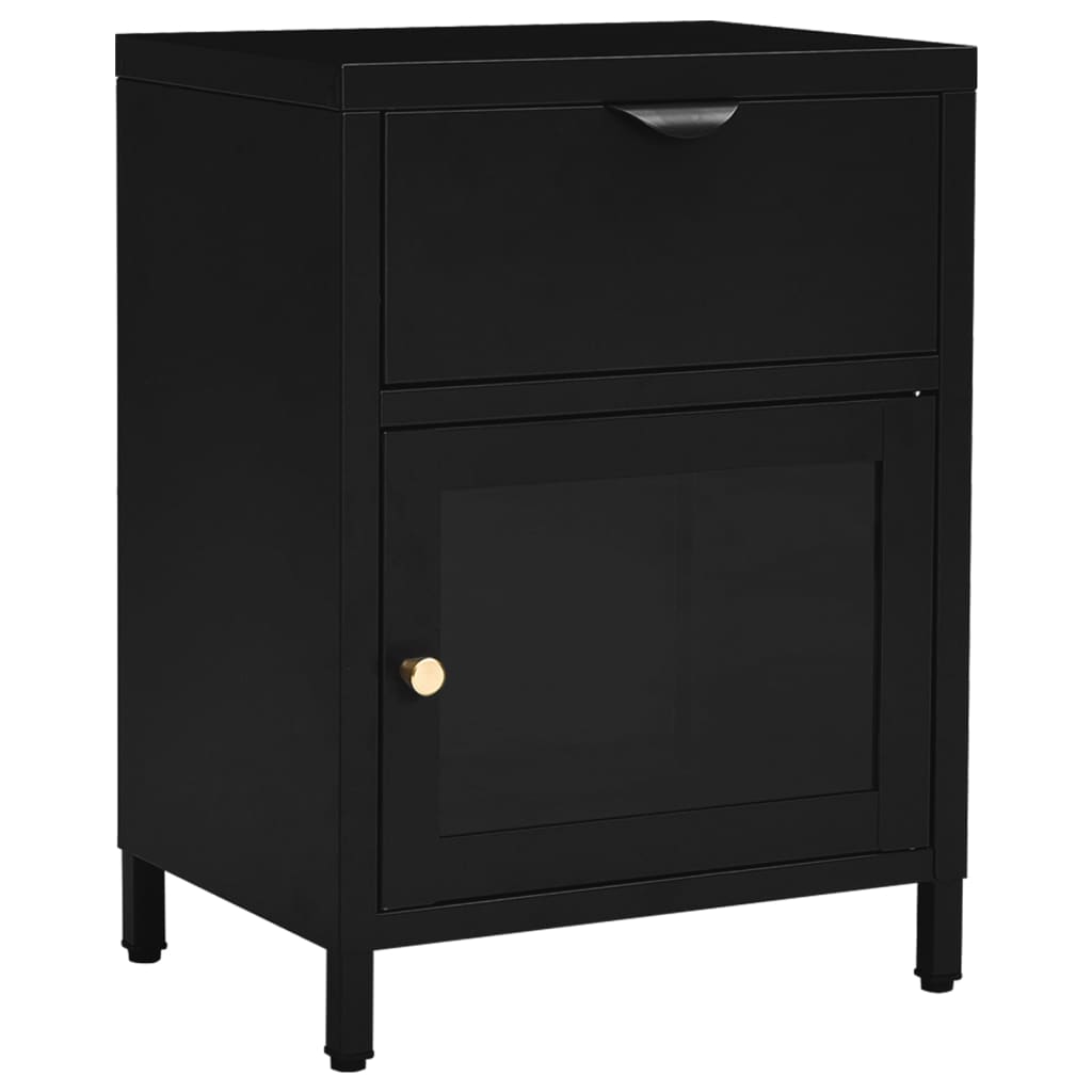 vidaXL Yöpöydät 2 kpl musta 40x30x54,5 cm teräs ja lasi