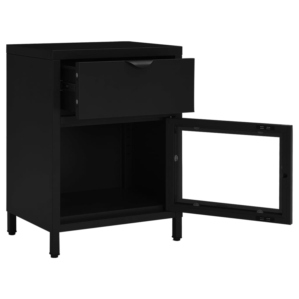 vidaXL Yöpöydät 2 kpl musta 40x30x54,5 cm teräs ja lasi