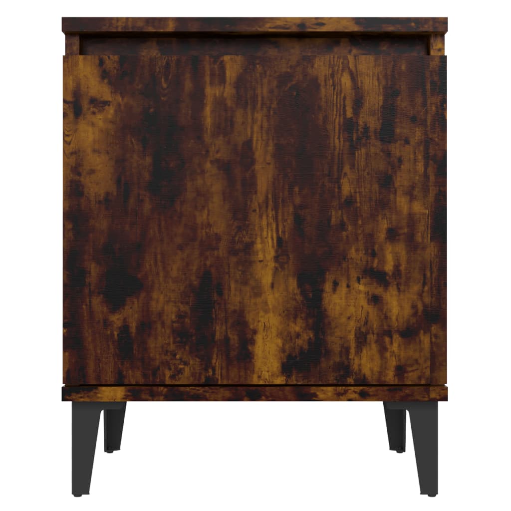vidaXL Yöpöydät metallijaloilla savutammi 40x30x50 cm
