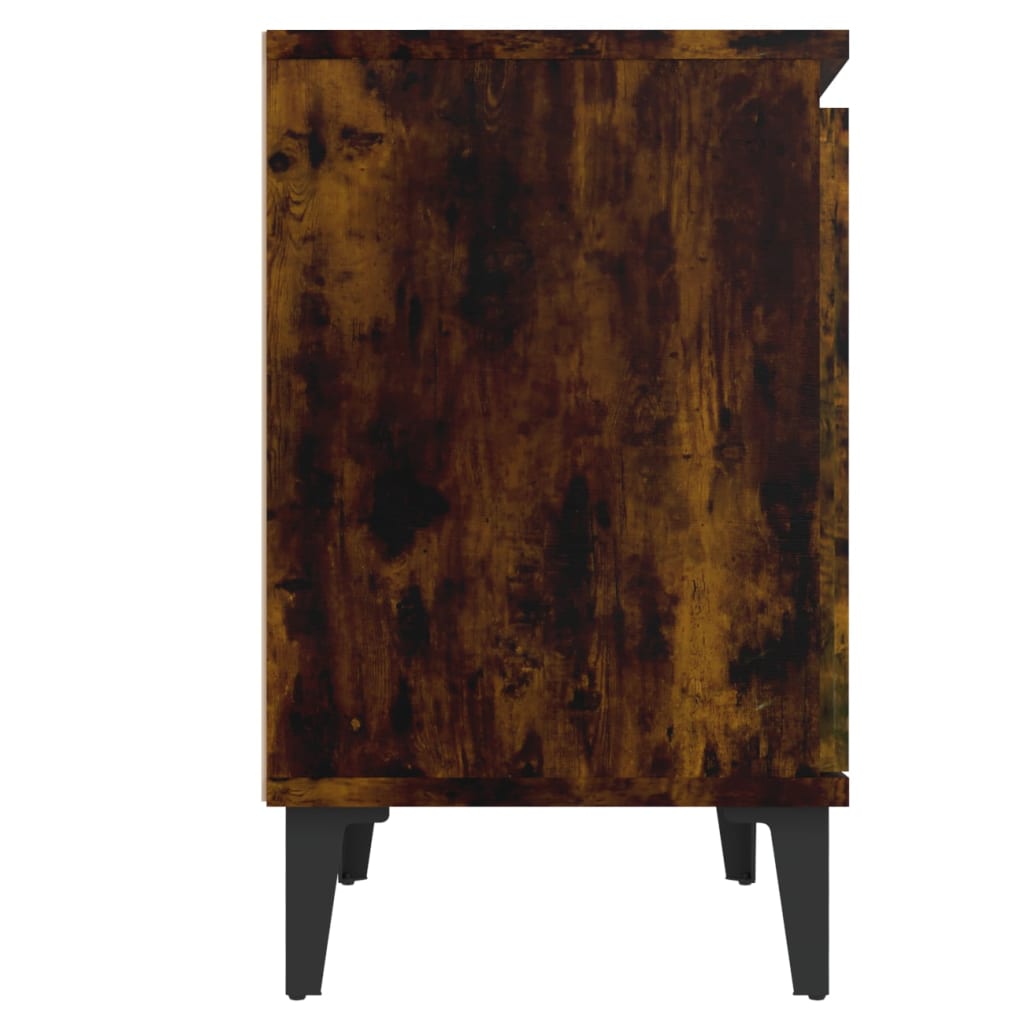 vidaXL Yöpöydät metallijaloilla savutammi 40x30x50 cm