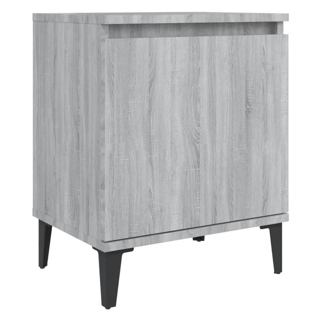 vidaXL Yöpöydät metallijaloilla harmaa Sonoma 40x30x50 cm