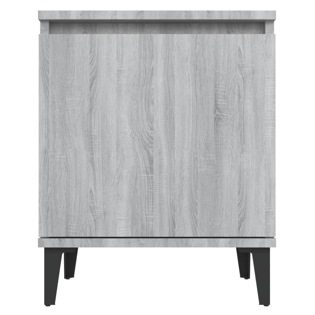 vidaXL Yöpöydät metallijaloilla harmaa Sonoma 40x30x50 cm