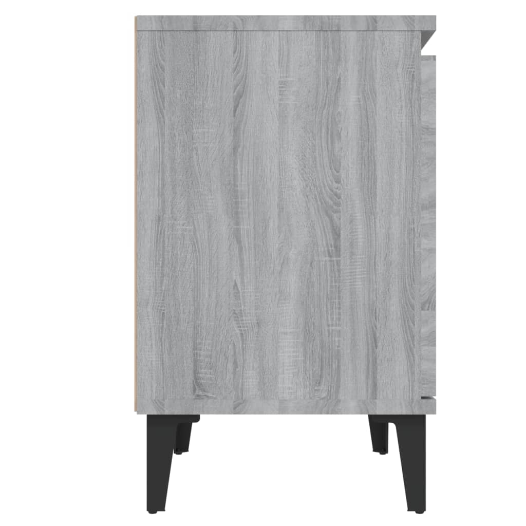 vidaXL Yöpöydät metallijaloilla harmaa Sonoma 40x30x50 cm