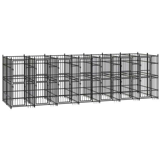 vidaXL Koiran ulkohäkki teräs 12,9 m²
