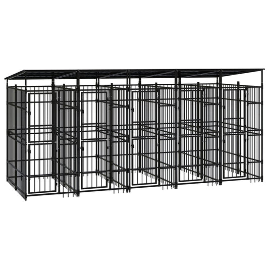vidaXL Koiran ulkohäkki katolla teräs 9,22 m²