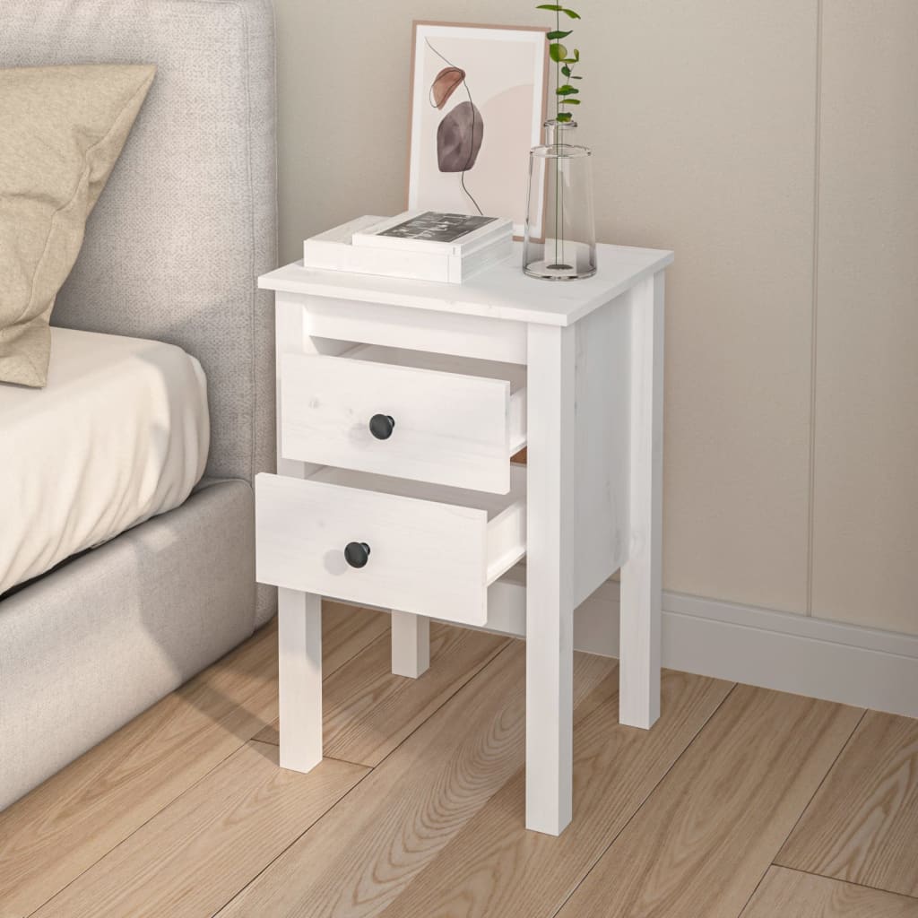 vidaXL Yöpöydät 2 kpl valkoinen 40x35x61,5 cm täysi mänty