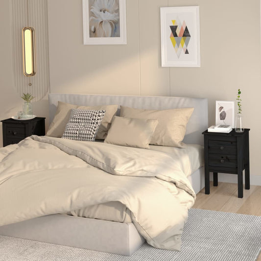 vidaXL Yöpöydät 2 kpl musta 40x35x61,5 cm täysi mänty