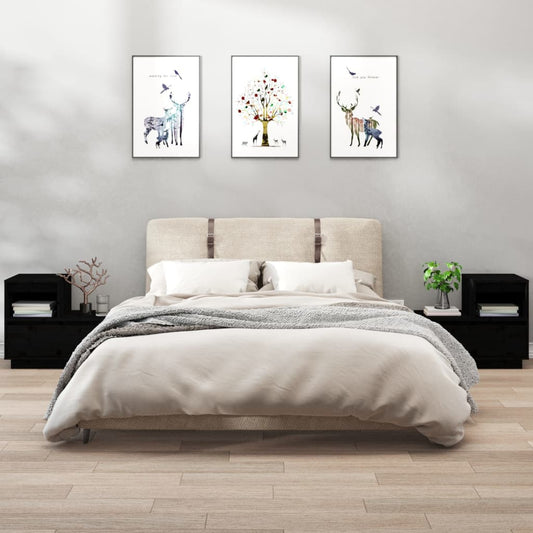 vidaXL Yöpöydät 2 kpl musta 60x34x51 cm täysi mänty