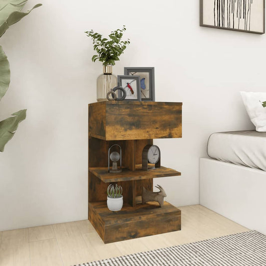 vidaXL Yöpöydät 2 kpl savutammi 40x35x65 cm tekninen puu