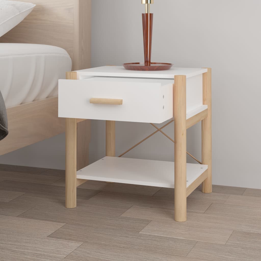 vidaXL Yöpöydät 2 kpl valkoinen 42x38x45 cm tekninen puu