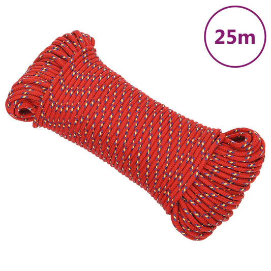 vidaXL Veneköysi punainen 3 mm 25 m polypropeeni