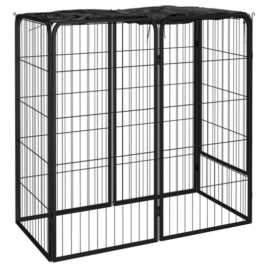 vidaXL Koiranhäkki 6 paneelia musta 50x100 cm jauhemaalattu teräs