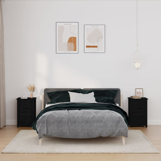 vidaXL Yöpöydät 2 kpl musta 40x35x61,5 cm täysi mänty