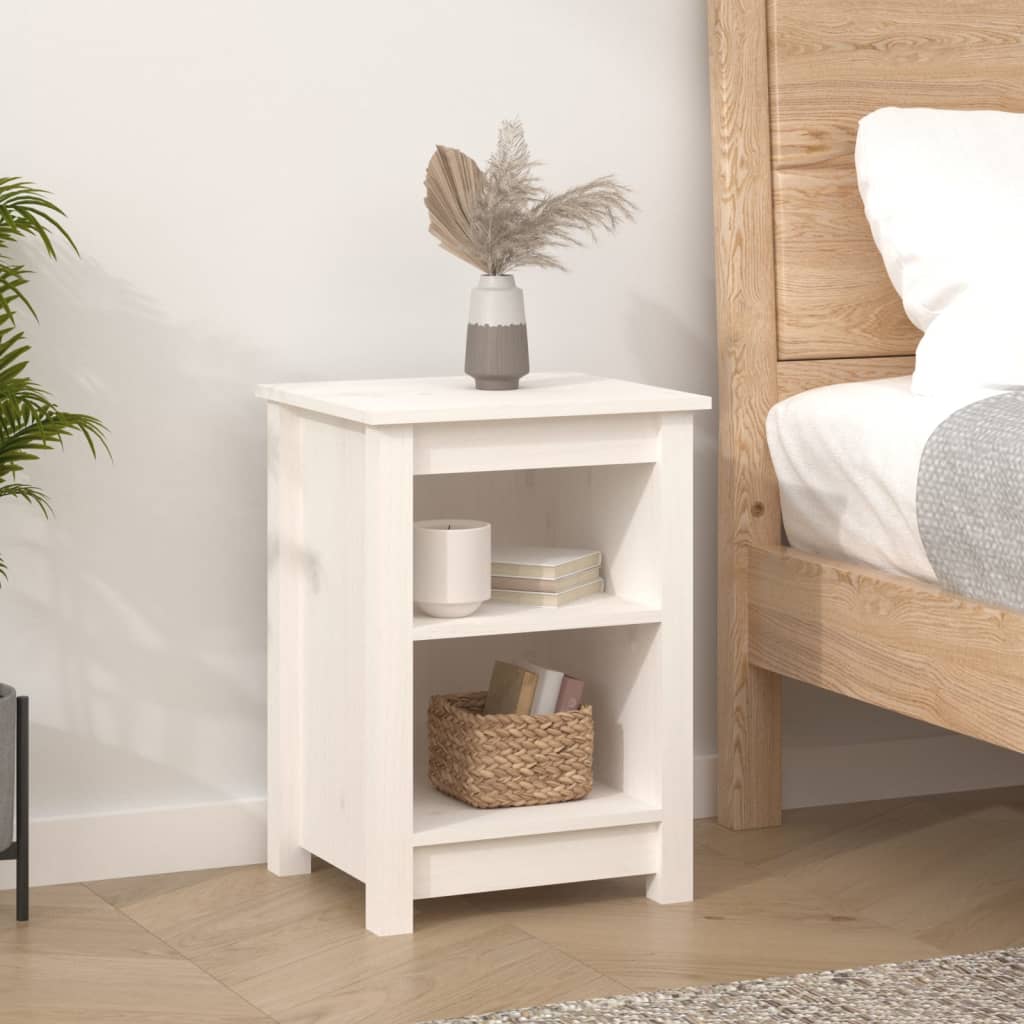 vidaXL Yöpöydät 2 kpl valkoinen 40x35x55 cm täysi mänty