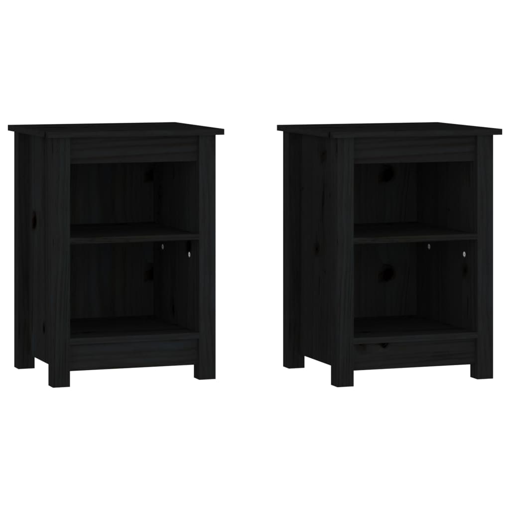 vidaXL Yöpöydät 2 kpl musta 40x35x55 cm täysi mänty