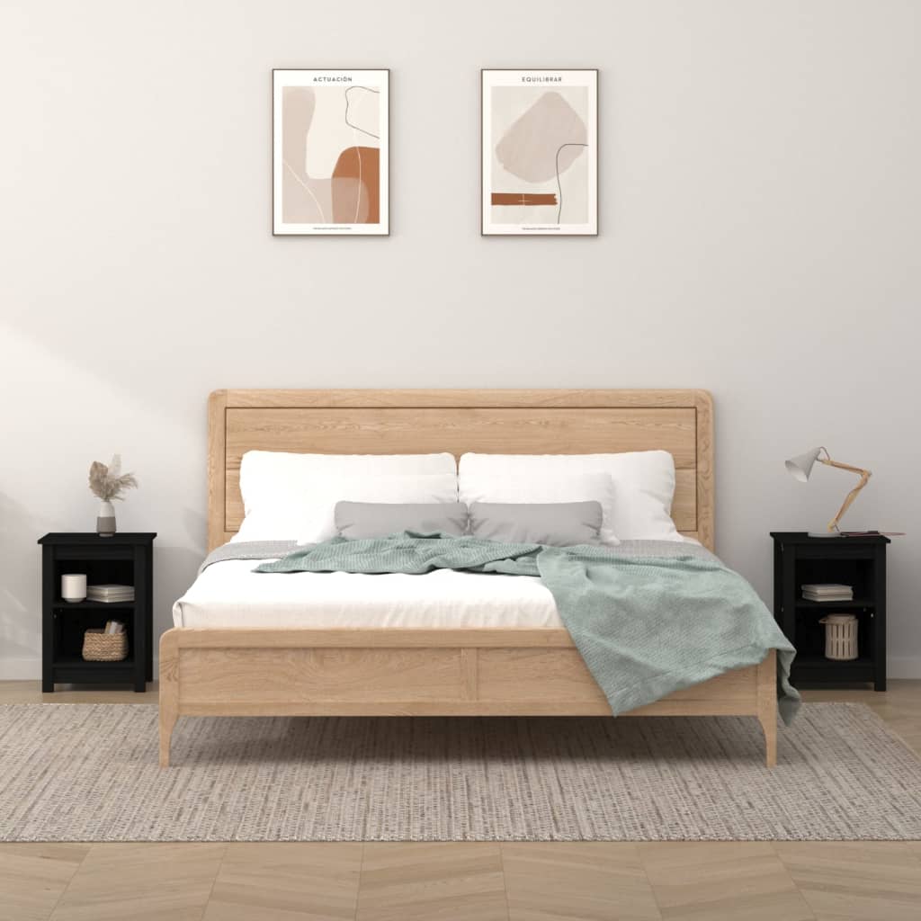 vidaXL Yöpöydät 2 kpl musta 40x35x55 cm täysi mänty