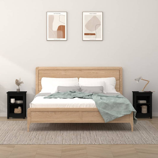vidaXL Yöpöydät 2 kpl musta 40x35x55 cm täysi mänty