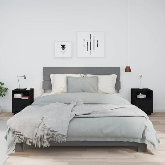 vidaXL Yöpöydät 2 kpl musta 40x34x55 cm täysi mänty