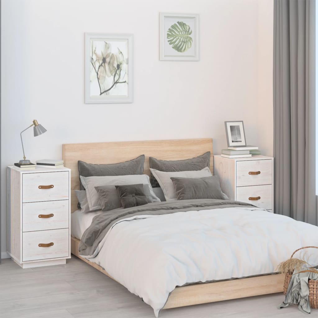 vidaXL Yöpöydät 2 kpl valkoinen 40x40x75 cm täysi mänty