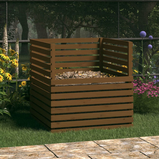 vidaXL Komposti hunajanruskea 100x100x102 cm täysi mänty