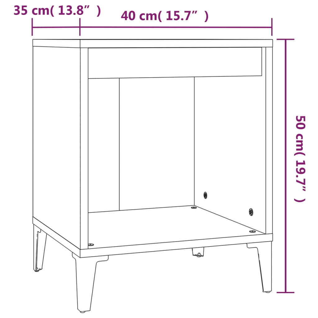 vidaXL Yöpöydät 2 kpl musta 40x35x50 cm