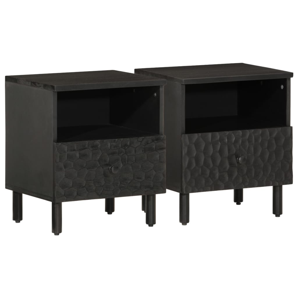 vidaXL Yöpöydät 2 kpl musta 40x33x46 cm täysi mangopuu