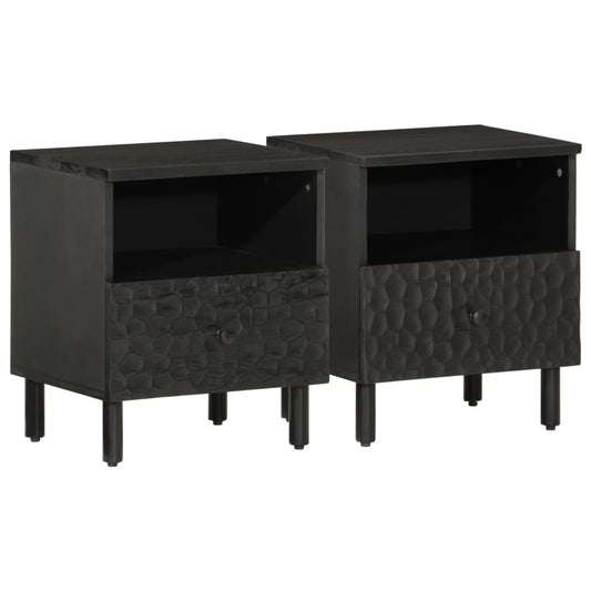 vidaXL Yöpöydät 2 kpl musta 40x33x46 cm täysi mangopuu
