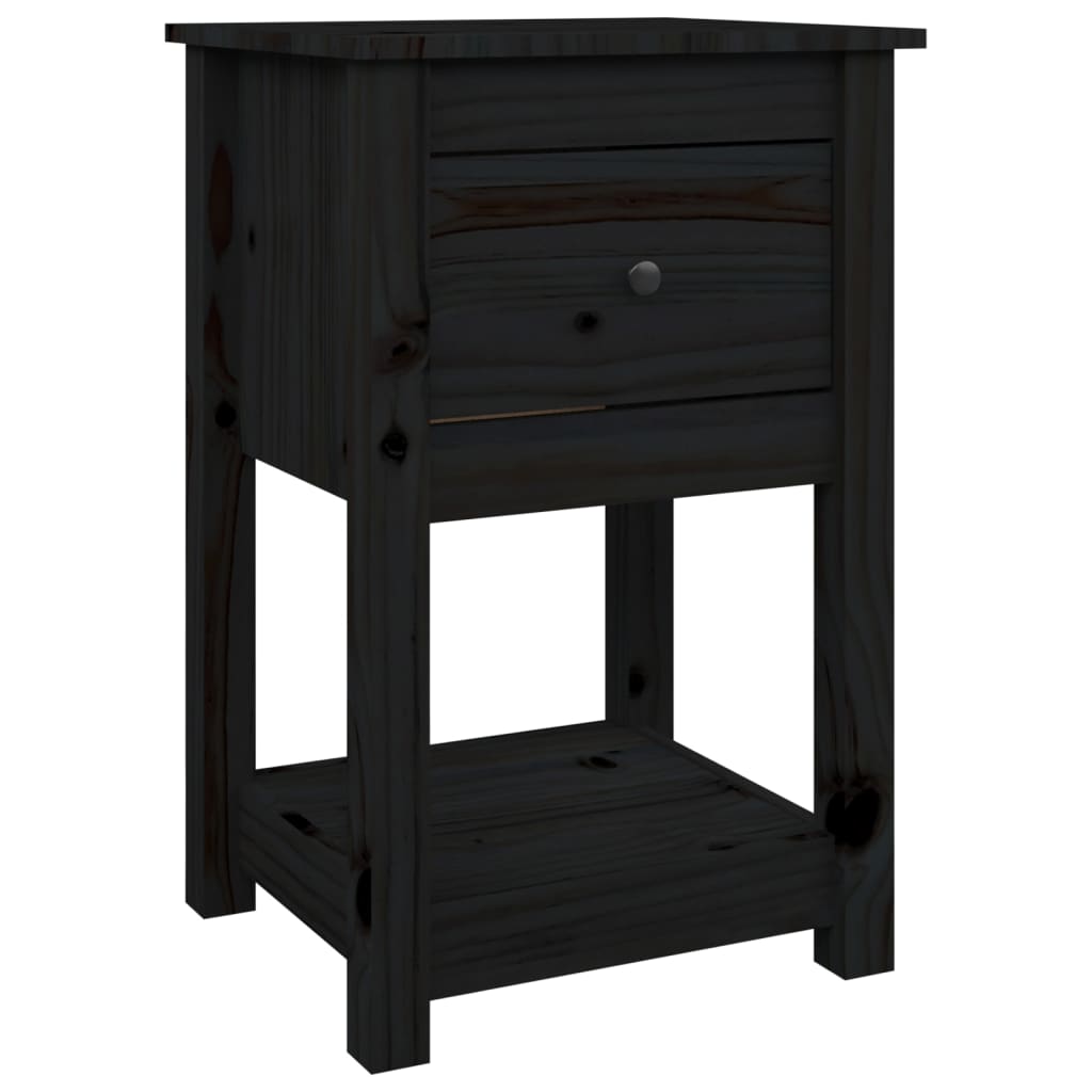 vidaXL Yöpöydät 2 kpl musta 40x35x61,5 cm täysi mänty