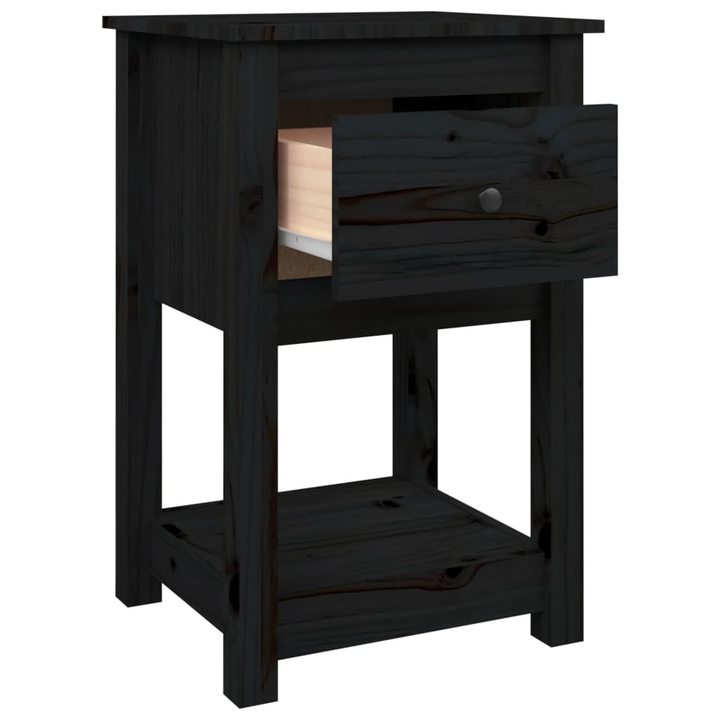vidaXL Yöpöydät 2 kpl musta 40x35x61,5 cm täysi mänty