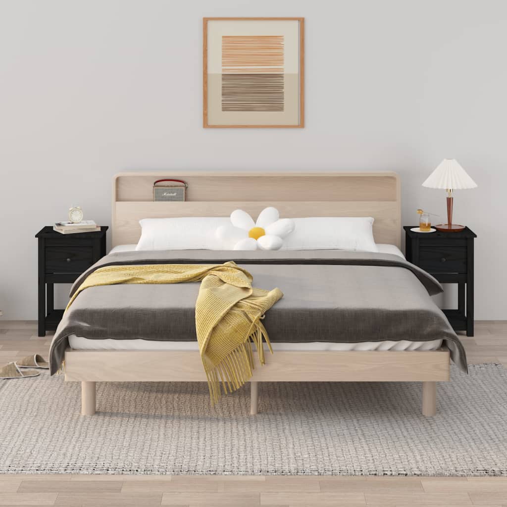vidaXL Yöpöydät 2 kpl musta 40x35x61,5 cm täysi mänty