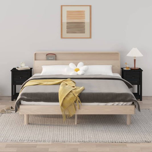 vidaXL Yöpöydät 2 kpl musta 40x35x61,5 cm täysi mänty