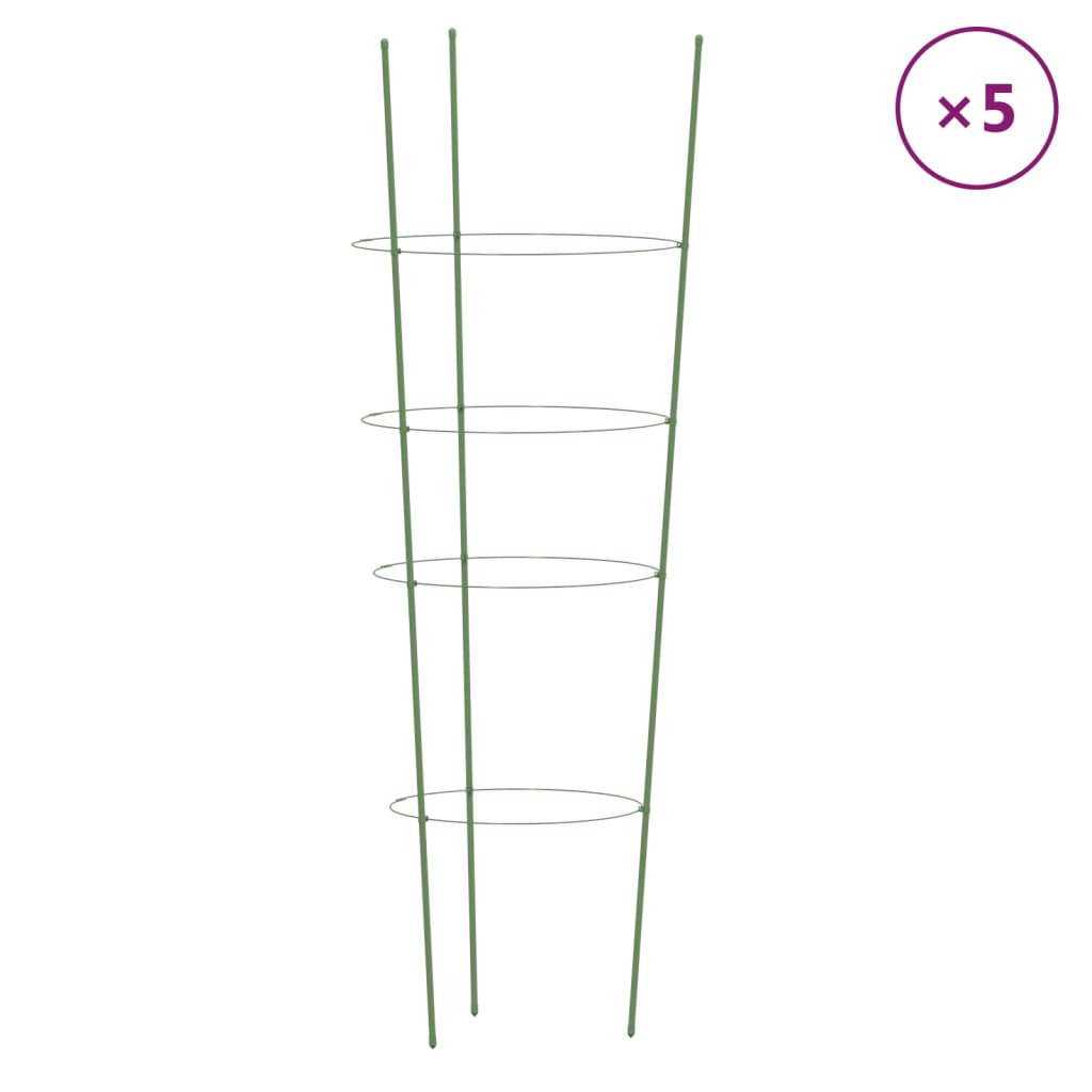 vidaXL Puutarhan kasvituet 4 rengasta 5 kpl vihreä 90 cm teräs