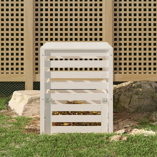 vidaXL Komposti valkoinen 63,5x63,5x77,5 cm täysi mänty
